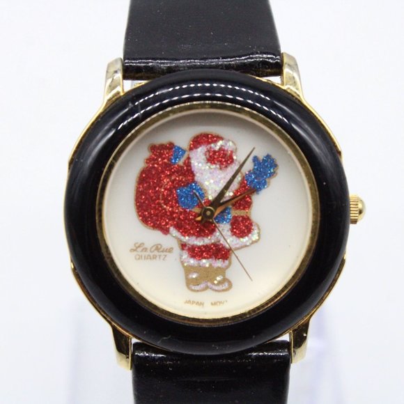 Vintage La Rue Christmas Watch Black Tone Stainless Steel Exclusive Collection - Picture 3 of 8